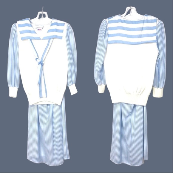 𝅺VINTAGE preppy Anthony Sicari SET Skirt + Sweater Size XS/S 70s 60s 80s sailor - Picture 8 of 16